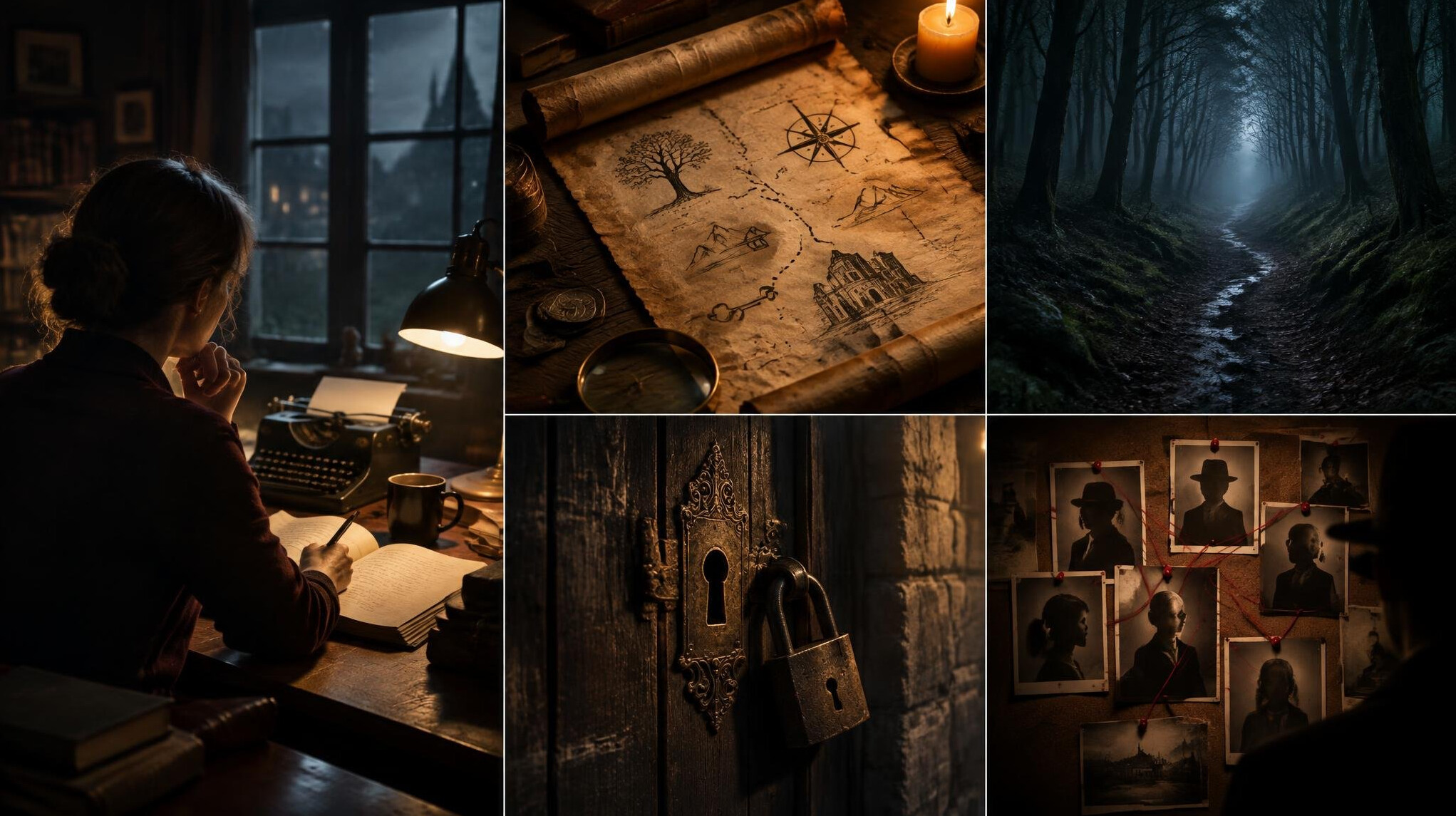 mystery writer at desk
