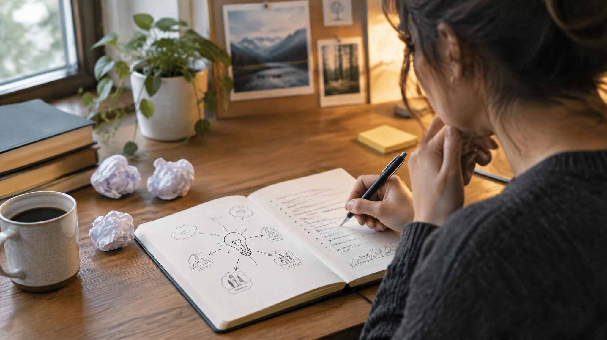 writer brainstorming ideas