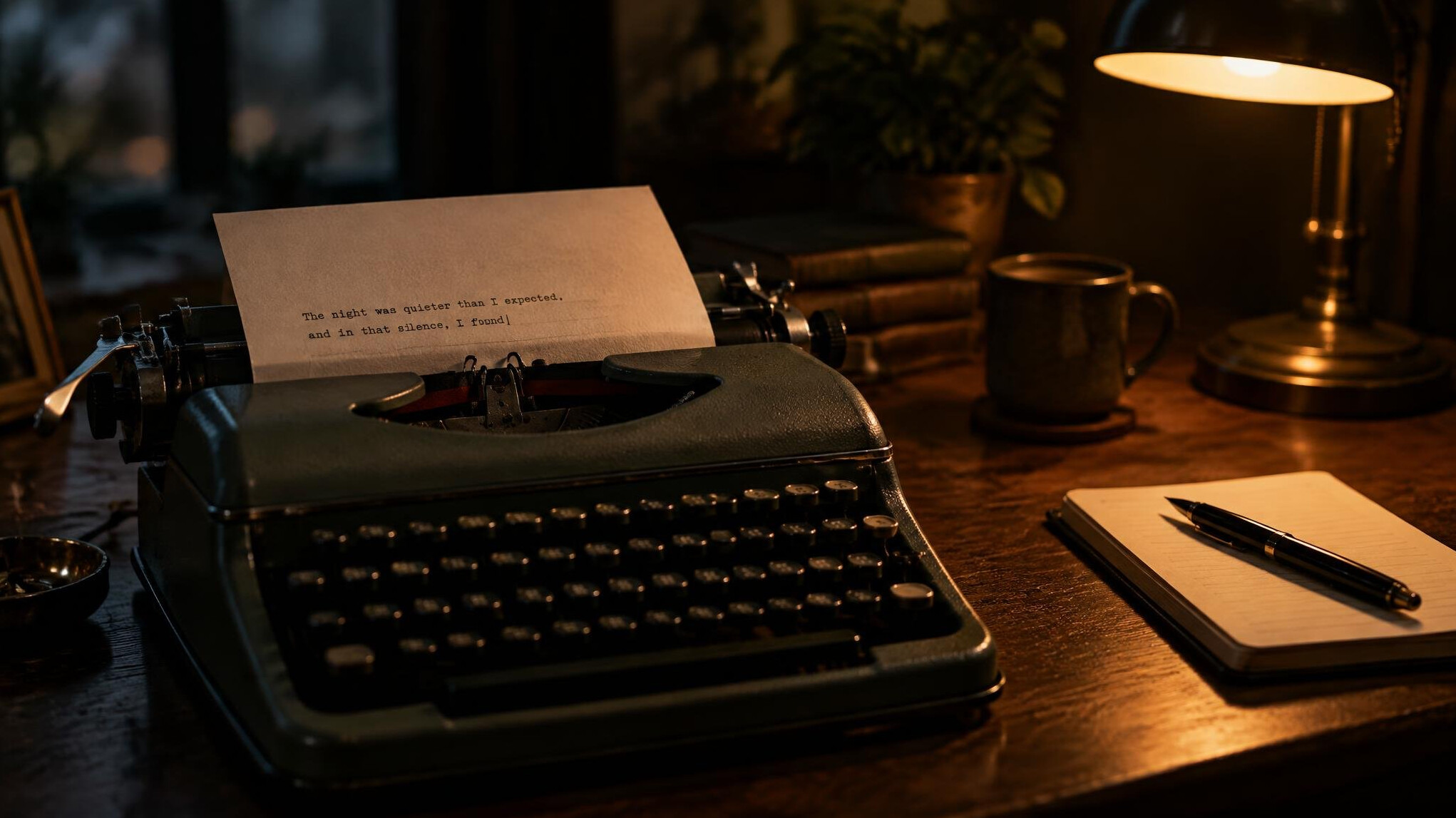 Vintage typewriter with a sheet of paper on a wooden desk