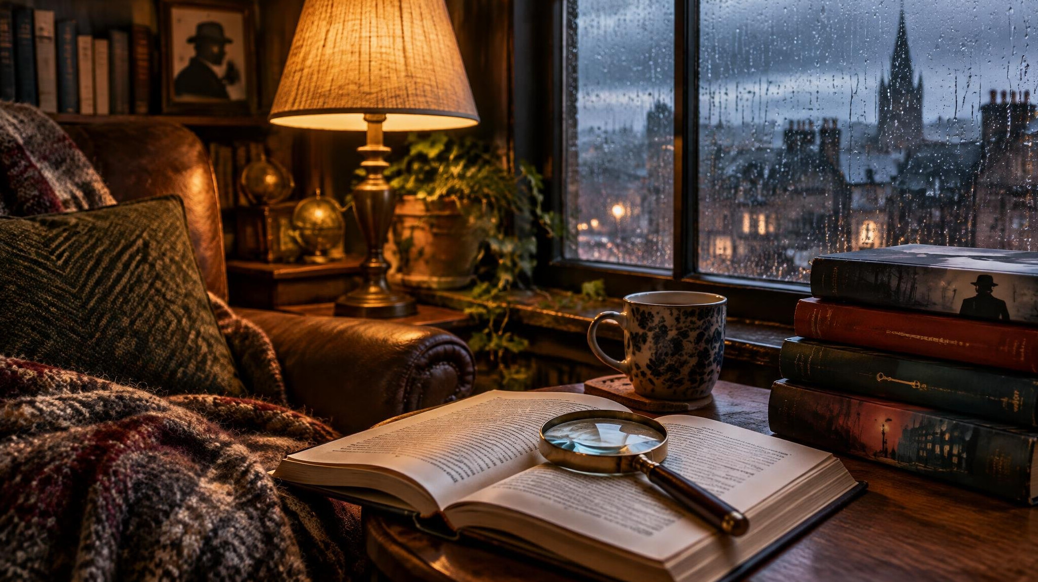 cozy reading nook with lamp