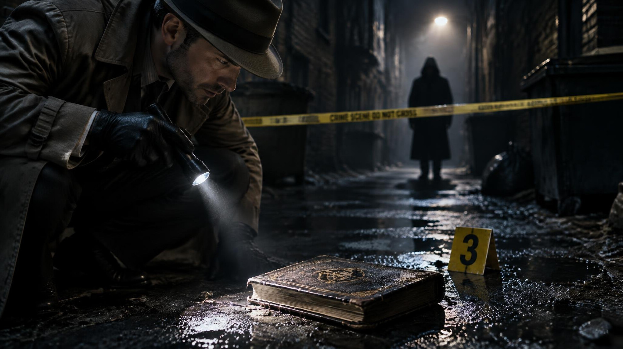 detective investigating clue